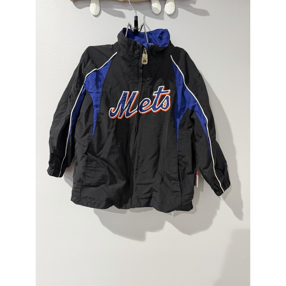 Vintage Majestic MLB New York Mets Windbreaker Bomber Jacket Youth Toddler 3T D